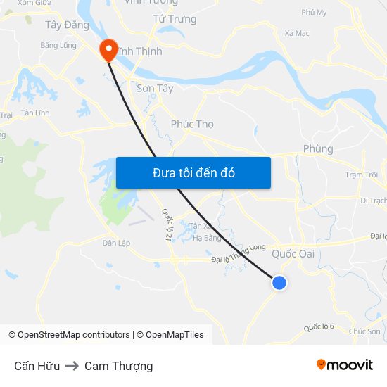 Cấn Hữu to Cam Thượng map