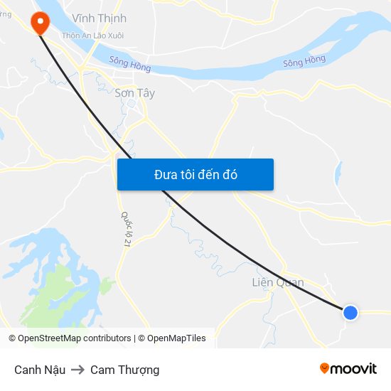 Canh Nậu to Cam Thượng map