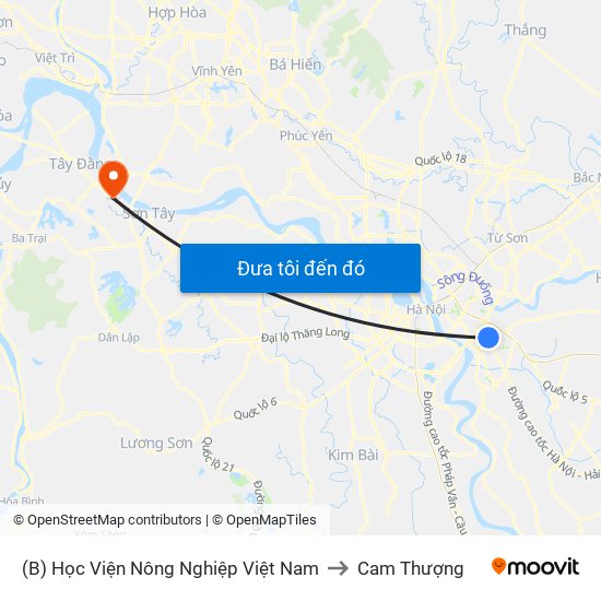 (B) Học Viện Nông Nghiệp Việt Nam to Cam Thượng map