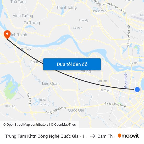 Trung Tâm Khtn Công Nghệ Quốc Gia - 18 Hoàng Quốc Việt to Cam Thượng map