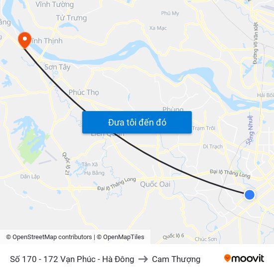 Số 170 - 172 Vạn Phúc - Hà Đông to Cam Thượng map