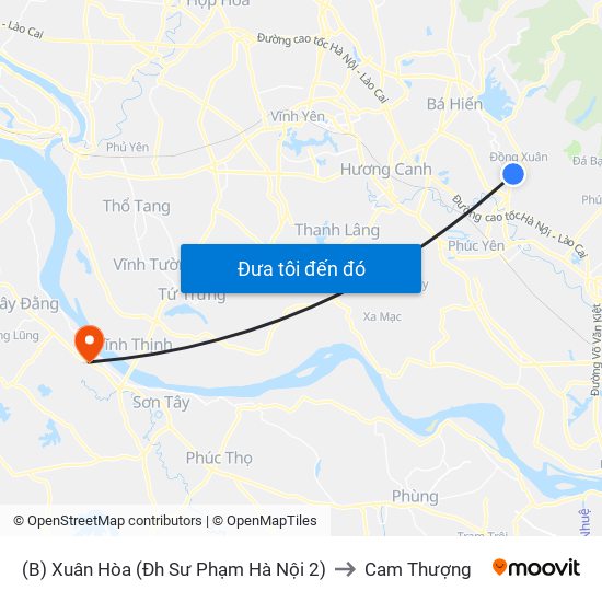 (B) Xuân Hòa (Đh Sư Phạm Hà Nội 2) to Cam Thượng map