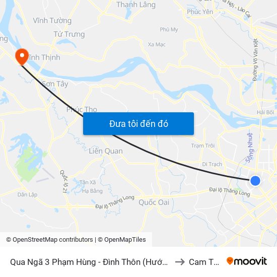 Qua Ngã 3 Phạm Hùng - Đình Thôn (Hướng Đi Phạm Văn Đồng) to Cam Thượng map