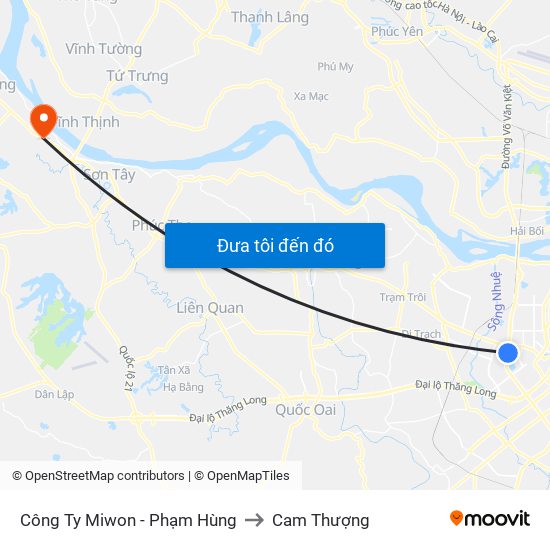 Công Ty Miwon - Phạm Hùng to Cam Thượng map