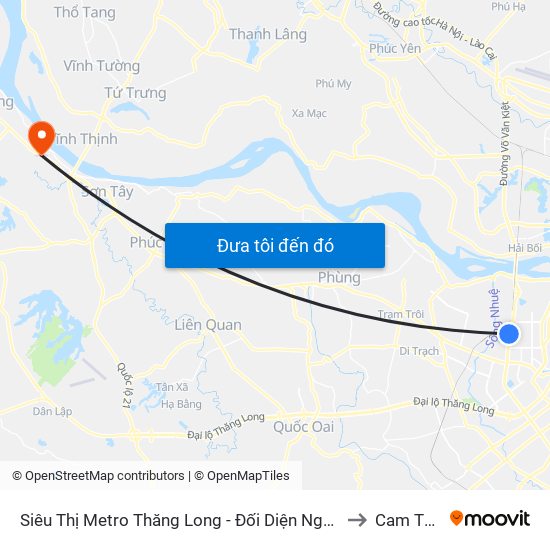 Siêu Thị Metro Thăng Long - Đối Diện Ngõ 599 Phạm Văn Đồng to Cam Thượng map