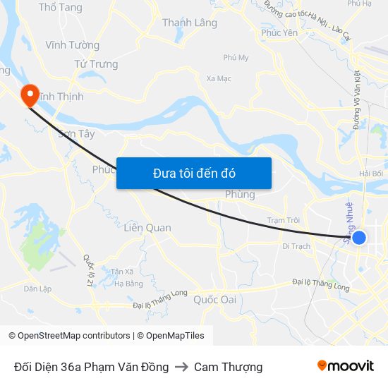 Đối Diện 36a Phạm Văn Đồng to Cam Thượng map