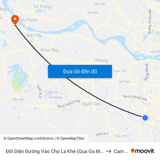 Đối Diện Đường Vào Chợ La Khê (Qua Ga Metro La Khê) - 405 Quang Trung (Hà Đông) to Cam Thượng map