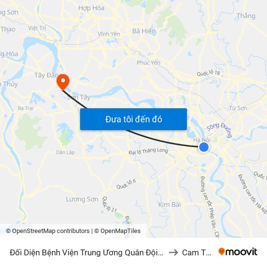 Đối Diện Bệnh Viện Trung Ương Quân Đội 108 - Trần Hưng Đạo to Cam Thượng map