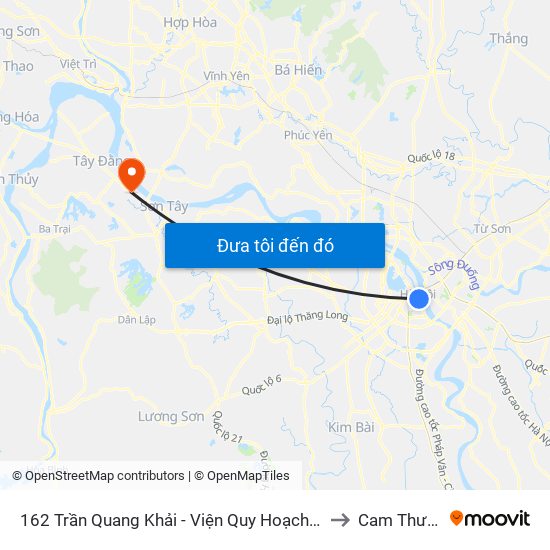 162 Trần Quang Khải - Viện Quy Hoạch Thủy Lợi to Cam Thượng map