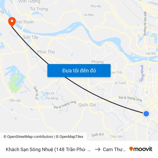 Khách Sạn Sông Nhuệ (148 Trần Phú- Hà Đông) to Cam Thượng map