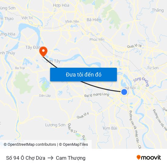 Số 94 Ô Chợ Dừa to Cam Thượng map