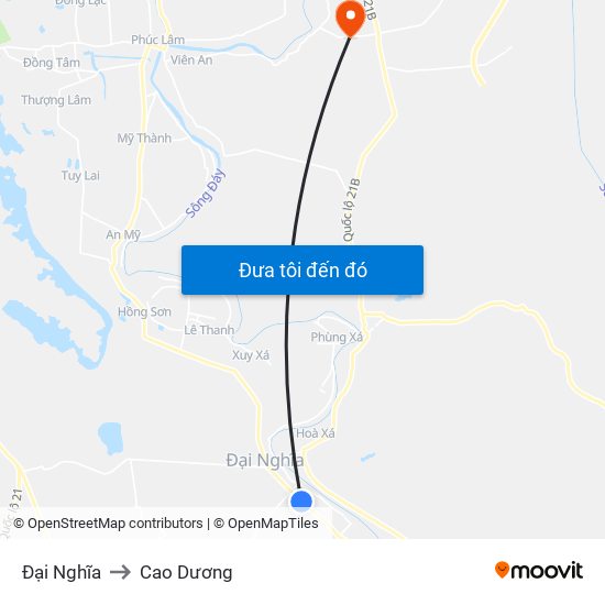 Đại Nghĩa to Cao Dương map