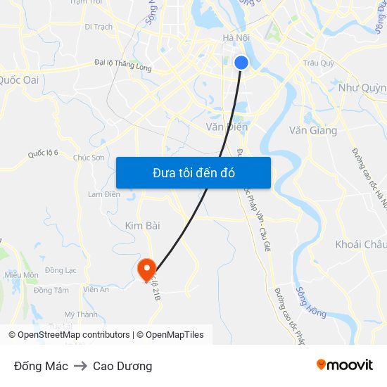 Đống Mác to Cao Dương map