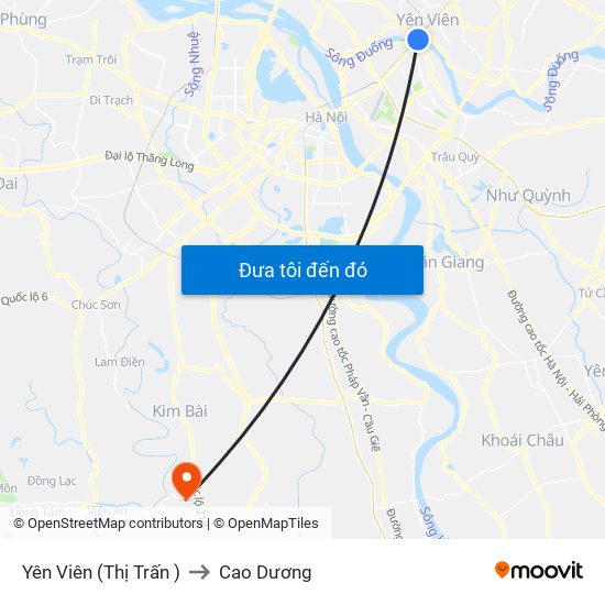 Yên Viên (Thị Trấn ) to Cao Dương map