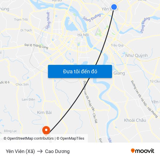 Yên Viên (Xã) to Cao Dương map
