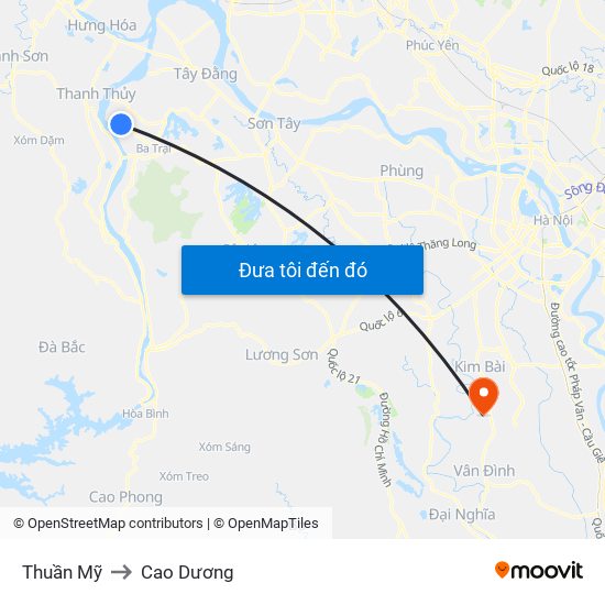 Thuần Mỹ to Cao Dương map