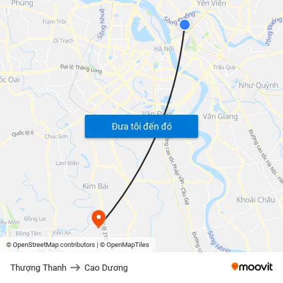 Thượng Thanh to Cao Dương map