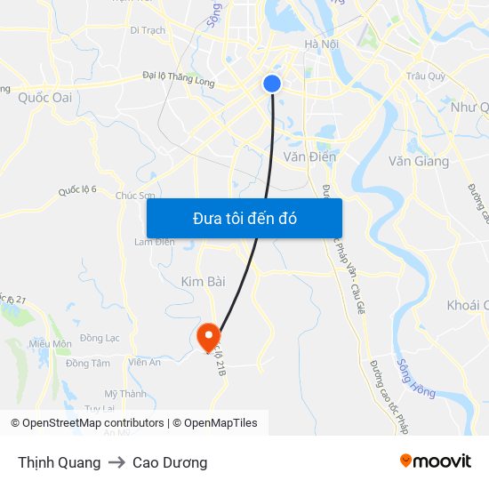 Thịnh Quang to Cao Dương map