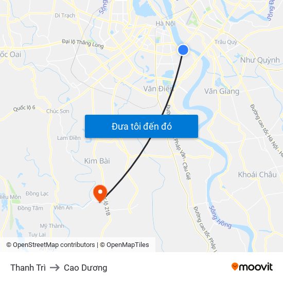 Thanh Trì to Cao Dương map