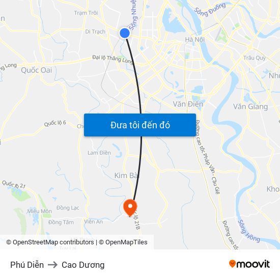 Phú Diễn to Cao Dương map