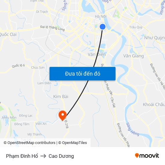 Phạm Đình Hổ to Cao Dương map