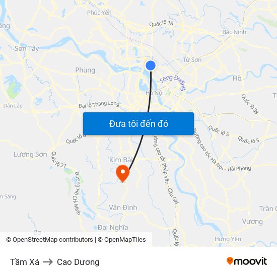 Tầm Xá to Cao Dương map