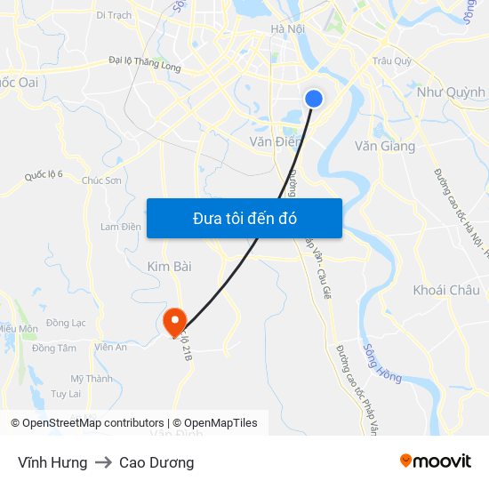 Vĩnh Hưng to Cao Dương map