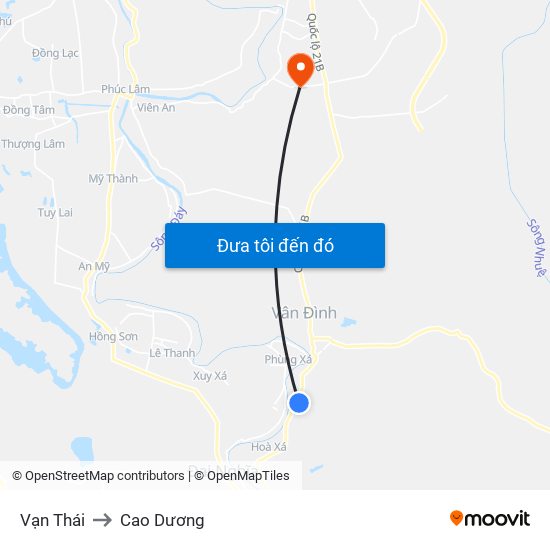 Vạn Thái to Cao Dương map