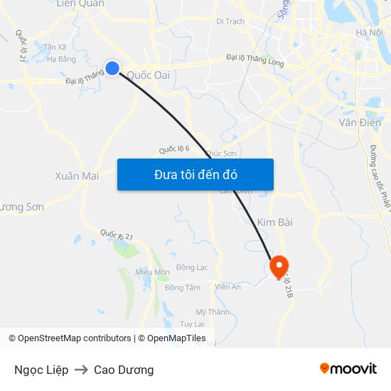 Ngọc Liệp to Cao Dương map