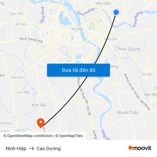 Ninh Hiệp to Cao Dương map