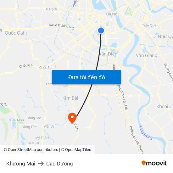 Khương Mai to Cao Dương map