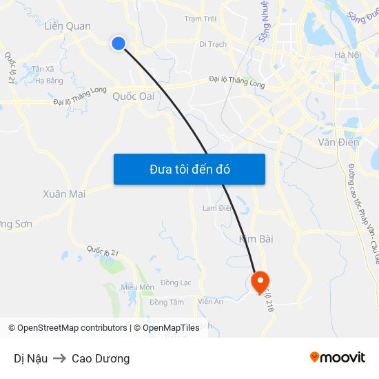 Dị Nậu to Cao Dương map