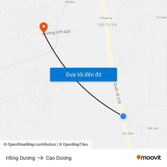 Hồng Dương to Cao Dương map