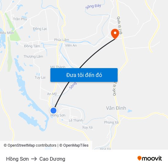 Hồng Sơn to Cao Dương map