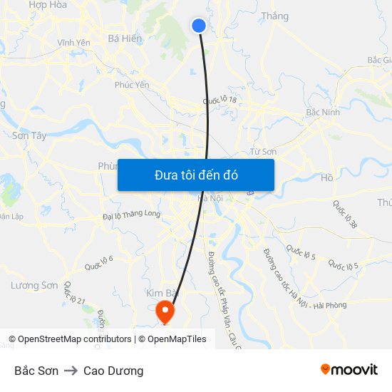 Bắc Sơn to Cao Dương map