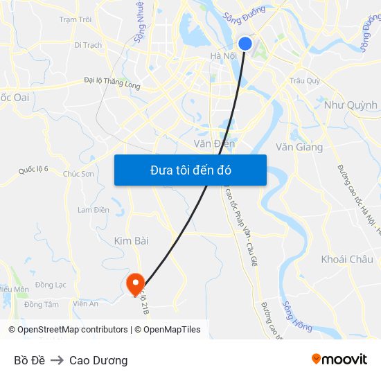 Bồ Đề to Cao Dương map
