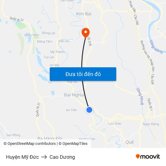 Huyện Mỹ Đức to Cao Dương map