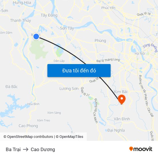 Ba Trại to Cao Dương map