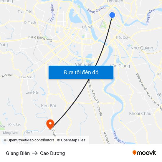 Giang Biên to Cao Dương map