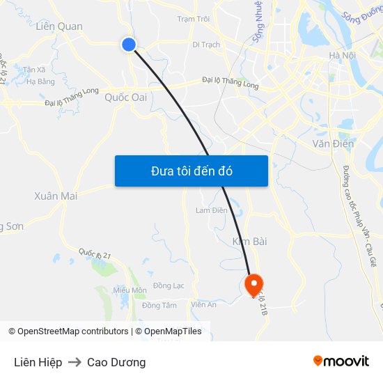Liên Hiệp to Cao Dương map