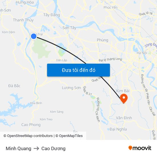 Minh Quang to Cao Dương map