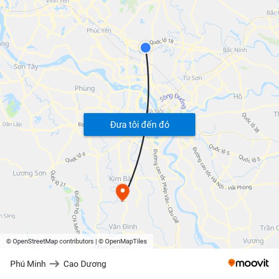 Phú Minh to Cao Dương map