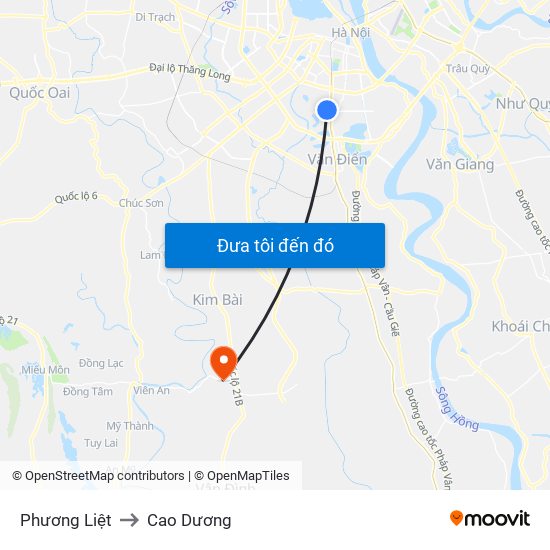 Phương Liệt to Cao Dương map