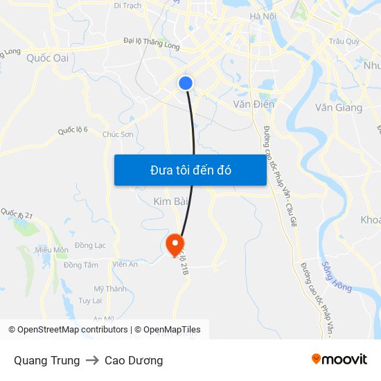 Quang Trung to Cao Dương map