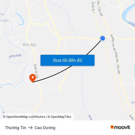 Thường Tín to Cao Dương map