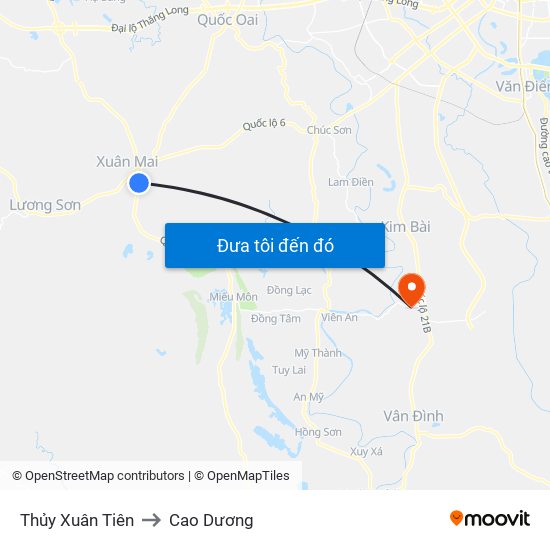Thủy Xuân Tiên to Cao Dương map