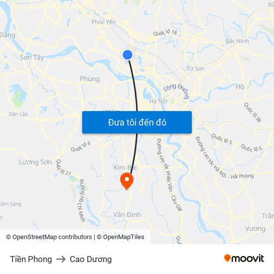 Tiền Phong to Cao Dương map