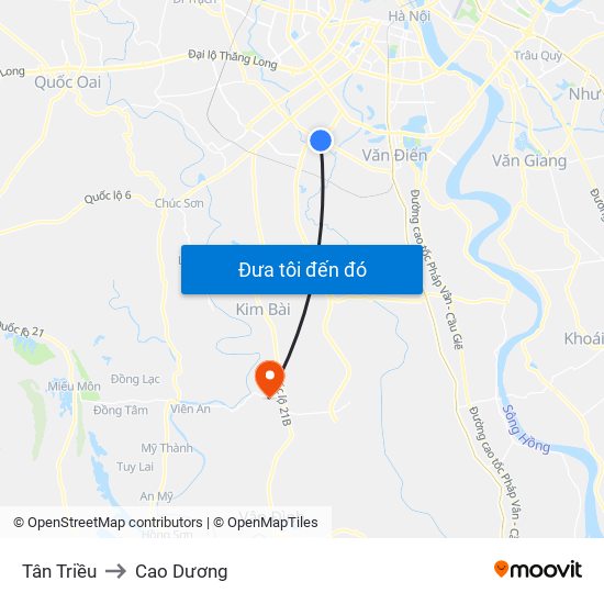 Tân Triều to Cao Dương map