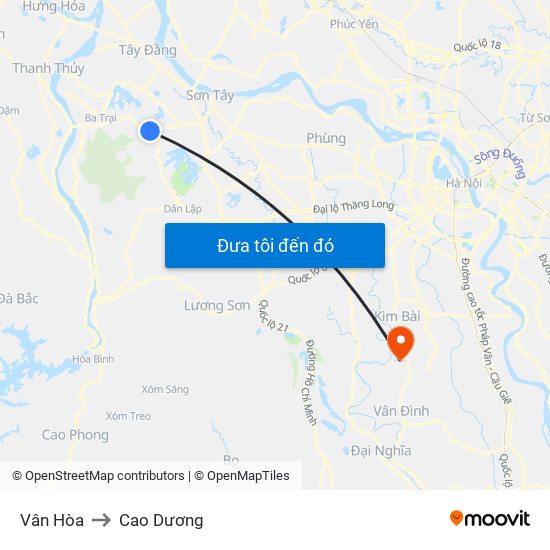 Vân Hòa to Cao Dương map