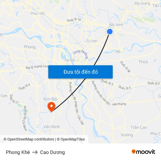 Phong Khê to Cao Dương map